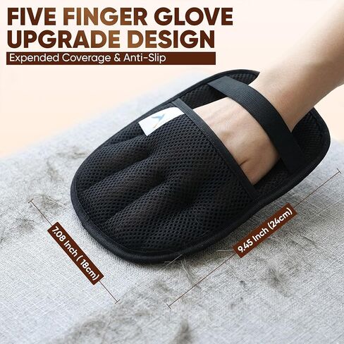 Upgraded Pet Hair Removal Glove – Electrostatic Five‑Finger Design – Effortlessly Removes Dog & Cat Hair from Couch, Carpet, Car Seats, Bedding & Laundry – Reusable & Washable in Kuwait
