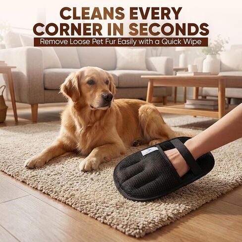 Upgraded Pet Hair Removal Glove – Electrostatic Five‑Finger Design – Effortlessly Removes Dog & Cat Hair from Couch, Carpet, Car Seats, Bedding & Laundry – Reusable & Washable in Kuwait