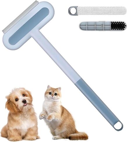 4 in 1 Pet Hair Remover - Washable & Reusable Long-Handle Tool, Gentle Removal for Dog/Cat Hair on Couch, Carpet, Furniture - Also Works for Window & Tile Cleaning (17.3inch) in Kuwait