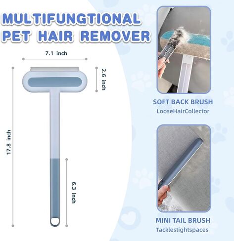 4 in 1 Pet Hair Remover - Washable & Reusable Long-Handle Tool, Gentle Removal for Dog/Cat Hair on Couch, Carpet, Furniture - Also Works for Window & Tile Cleaning (17.3inch) in Kuwait
