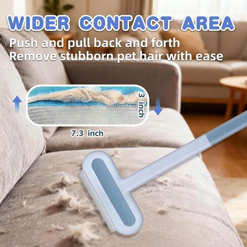 4 in 1 Pet Hair Remover - Washable & Reusable Long-Handle Tool, Gentle Removal for Dog/Cat Hair on Couch, Carpet, Furniture - Also Works for Window & Tile Cleaning (17.3inch) in Kuwait