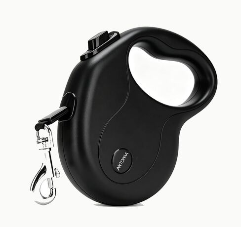 10FT Retractable Dog Leash for Small Medium Dogs/Cats up to 33lbs, Strong Nylon Tape, One-Handed Brake & Tangle-Free Design, Lightweight for Walking, Jogging, Hiking (Black) in Kuwait