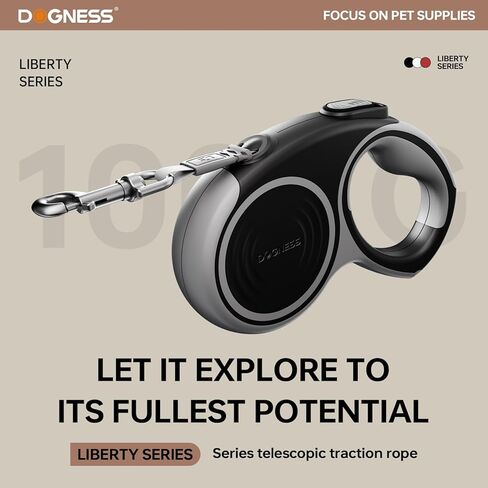DOGNESS 16.4 Ft Retractable Dog Leash, Heavy Duty Great Leash for Dog up to 80 lbs, One Button Brake & Lock Anti-Slip Handle Tangle Free（Dark Grey） in Kuwait