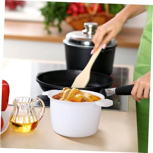 وعاء طهي الأرز بالميكروويف من Angoily، وعاء بخار بلاستيكي صغير متعدد الوظائف لحساء المعكرونة والخضروات الأرز مع غطاء، 8.26 × 6.88 × 5.51 بوصة، حاوية طبخ المطبخ in Kuwait