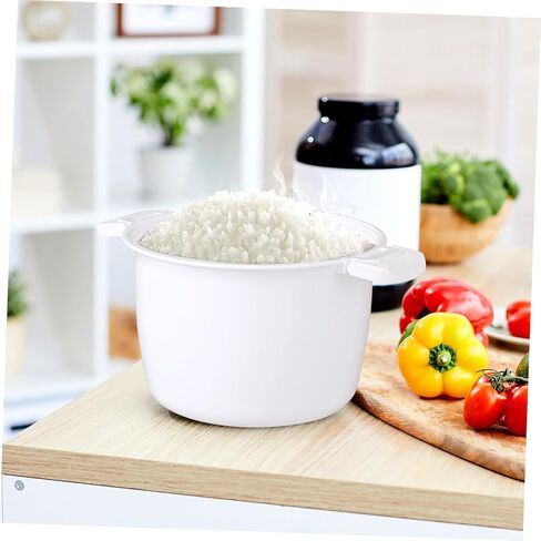 وعاء طهي الأرز بالميكروويف من Angoily، وعاء بخار بلاستيكي صغير متعدد الوظائف لحساء المعكرونة والخضروات الأرز مع غطاء، 8.26 × 6.88 × 5.51 بوصة، حاوية طبخ المطبخ in Kuwait