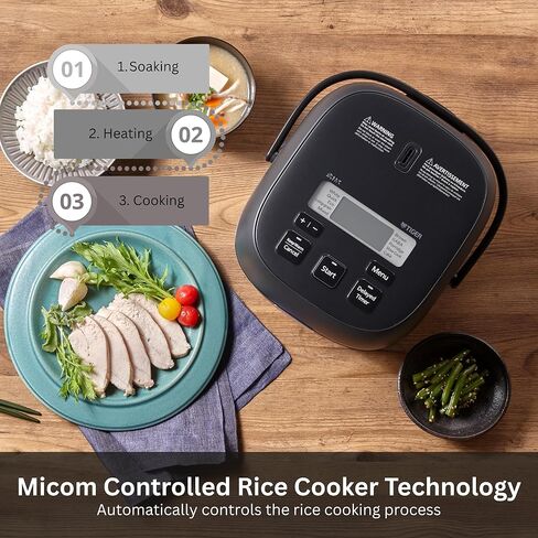TIGER JBS-A55U-KB 3-Cup (Uncooked) Micom Rice Cooker and Warmer with Non-Stick Ceramic Coated Inner Pot and 10 Auto-Cook Settings, Black in Kuwait