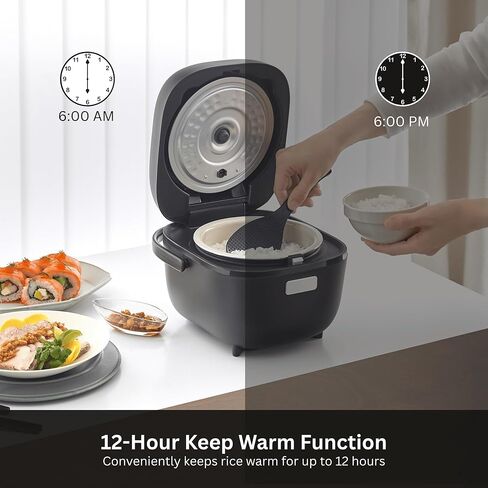 TIGER JBS-A55U-KB 3-Cup (Uncooked) Micom Rice Cooker and Warmer with Non-Stick Ceramic Coated Inner Pot and 10 Auto-Cook Settings, Black in Kuwait