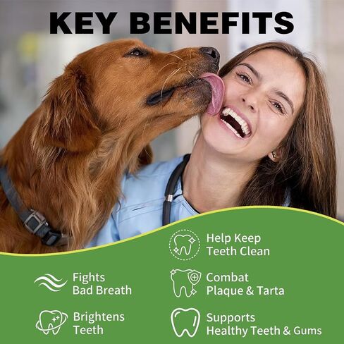 Dog Teeth Cleaning Powder, Dental Powder for Dogs Teeth Cleaning and Breath Fresh, Dog Tartar and Plaque Remover for Dental Care with Enzyme, Probiotics - Targets Tartar & Bad Breath - 150g in Kuwait