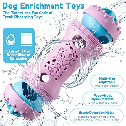 2 Pack Dog Puzzle Toys, Adjustable Treat Dispensing Toy to Keep Them Busy, Dog Enrichment for Brain Stimulation & Cognitive Reduce Boredom, Interactive Dog Toys in Kuwait