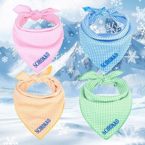 Instant Cooling Bandana - 4 Pack Reusable Ice Towel Scarf, Summer Heat Relief Pet Wrap Kerchief Accessories for Dogs & Cats Outdoor Use, 15.8"x 15.8"x 23" in Kuwait