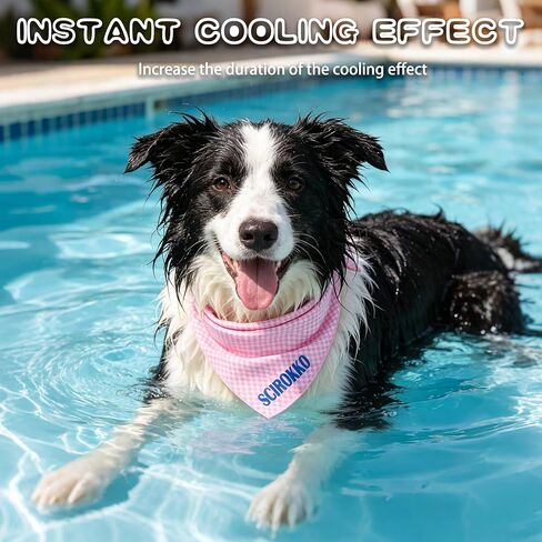 Instant Cooling Bandana - 4 Pack Reusable Ice Towel Scarf, Summer Heat Relief Pet Wrap Kerchief Accessories for Dogs & Cats Outdoor Use, 15.8"x 15.8"x 23" in Kuwait