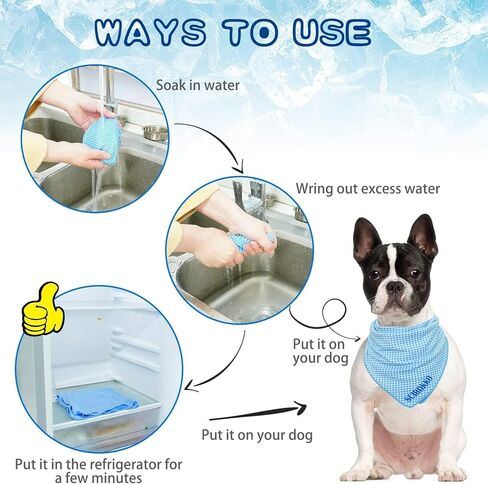 Instant Cooling Bandana - 4 Pack Reusable Ice Towel Scarf, Summer Heat Relief Pet Wrap Kerchief Accessories for Dogs & Cats Outdoor Use, 15.8"x 15.8"x 23" in Kuwait