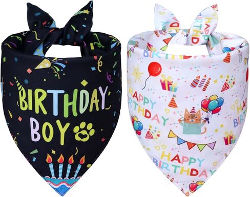 Dog Birthday Girl Bandana for Small Dogs - Reversible Pink Confetti Tie-On Scarf, Happy Birthday Party Outfit Puppy Gift, 9-14" Neck in Saudi Arabia