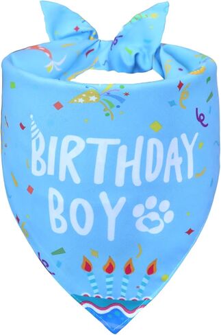 Dog Birthday Girl Bandana for Small Dogs - Reversible Pink Confetti Tie-On Scarf, Happy Birthday Party Outfit Puppy Gift, 9-14" Neck in Saudi Arabia