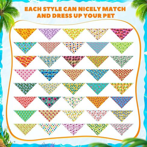 Sanwuta 120 Pcs Dog Bandana Bulk for Groomers Summer Triangle Bandana with Fruit Patterns Soft and Adjustable Holiday Kerchief Scarf for Small Medium Large Dogs Cats Pets Grooming in Kuwait