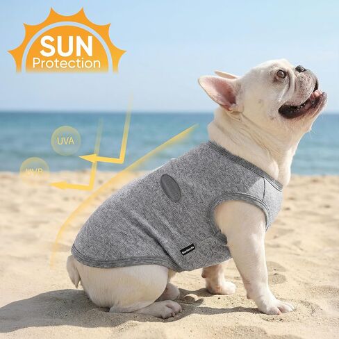 3 Pack Lightweight Sun Protection Dog Shirt Breathable Sleeveless Dog T Shirts Extra Soft Top Tank Dog Clothes for Outdoor Activities (Dark Gray + Sky Blue + Lake Blue, Small) in Kuwait