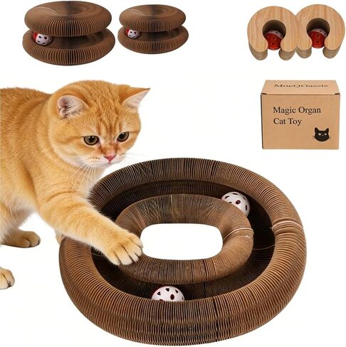 2 Pcs Kitty Kurls Cat Toy Magic Organ Cat Scratching Board, Foldable & Reversible Infinity Style Interactive Kitty Kurlz Cat Scratcher for Indoor Cats Twisty Paws Cat Toys, Kitten Cats Accordion Toy in Kuwait