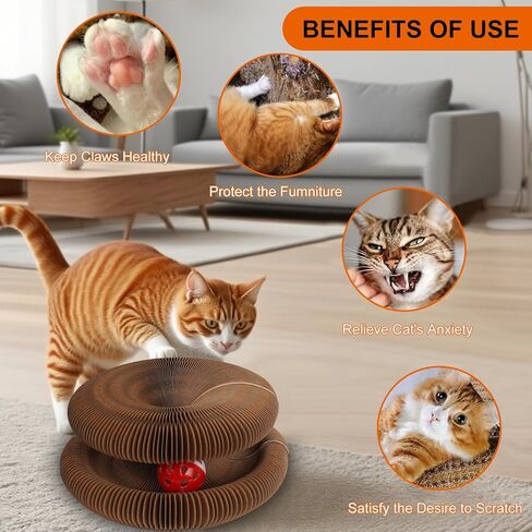 2 Pcs Kitty Kurls Cat Toy Magic Organ Cat Scratching Board, Foldable & Reversible Infinity Style Interactive Kitty Kurlz Cat Scratcher for Indoor Cats Twisty Paws Cat Toys, Kitten Cats Accordion Toy in Kuwait