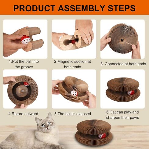 2 Pcs Kitty Kurls Cat Toy Magic Organ Cat Scratching Board, Foldable & Reversible Infinity Style Interactive Kitty Kurlz Cat Scratcher for Indoor Cats Twisty Paws Cat Toys, Kitten Cats Accordion Toy in Kuwait
