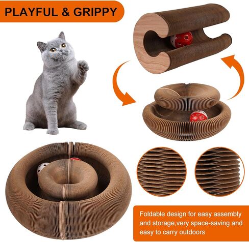 2 Pcs Kitty Kurls Cat Toy Magic Organ Cat Scratching Board, Foldable & Reversible Infinity Style Interactive Kitty Kurlz Cat Scratcher for Indoor Cats Twisty Paws Cat Toys, Kitten Cats Accordion Toy in Kuwait