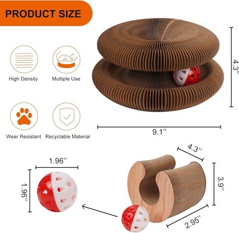2 Pcs Kitty Kurls Cat Toy Magic Organ Cat Scratching Board, Foldable & Reversible Infinity Style Interactive Kitty Kurlz Cat Scratcher for Indoor Cats Twisty Paws Cat Toys, Kitten Cats Accordion Toy in Kuwait