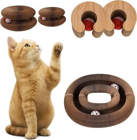 2 Pcs Kitty Kurls Cat Toy Magic Organ Cat Scratching Board, Foldable & Reversible Infinity Style Interactive Kitty Kurlz Cat Scratcher for Indoor Cats Twisty Paws Cat Toys, Kitten Cats Accordion Toy in Kuwait