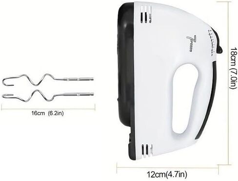 7-Speed Electric Handheld Mixer | 110V Food Blender with 2 Dough Hooks | White Kitchen Mixer for Baking and Eggs in Kuwait