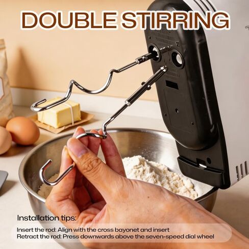 7-Speed Electric Handheld Mixer | 110V Food Blender with 2 Dough Hooks | White Kitchen Mixer for Baking and Eggs in Kuwait
