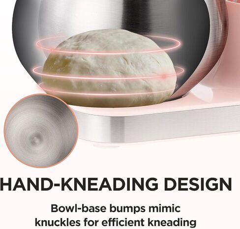 Electric Stand Mixer, 5.3QT Kitchen Mixer, 6+P Speed Tilt-Head Electric Food Mixers with Egg Cream Whisk, Dough Hook, Flat Beater, Bread Dough Mixer for Baking, Pink in Kuwait