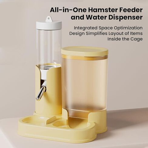 2 in 1 Hamster Water Bottle, Automatic Feeder, No Drip Small Animal Water Dispenser Food Bowl for Syrian Dwarf Hamsters, Gerbils, Mouse, Hedgehog, Hamster Cage Accessories (Gray) in Saudi Arabia