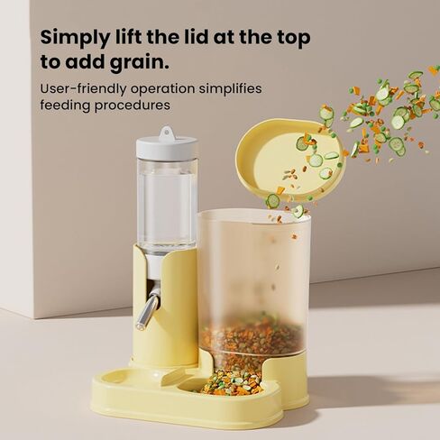 2 in 1 Hamster Water Bottle, Automatic Feeder, No Drip Small Animal Water Dispenser Food Bowl for Syrian Dwarf Hamsters, Gerbils, Mouse, Hedgehog, Hamster Cage Accessories (Gray) in Saudi Arabia