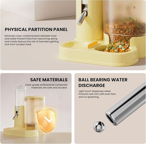 2 in 1 Hamster Water Bottle, Automatic Feeder, No Drip Small Animal Water Dispenser Food Bowl for Syrian Dwarf Hamsters, Gerbils, Mouse, Hedgehog, Hamster Cage Accessories (Gray) in Saudi Arabia