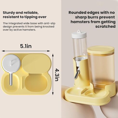 2 in 1 Hamster Water Bottle, Automatic Feeder, No Drip Small Animal Water Dispenser Food Bowl for Syrian Dwarf Hamsters, Gerbils, Mouse, Hedgehog, Hamster Cage Accessories (Gray) in Saudi Arabia