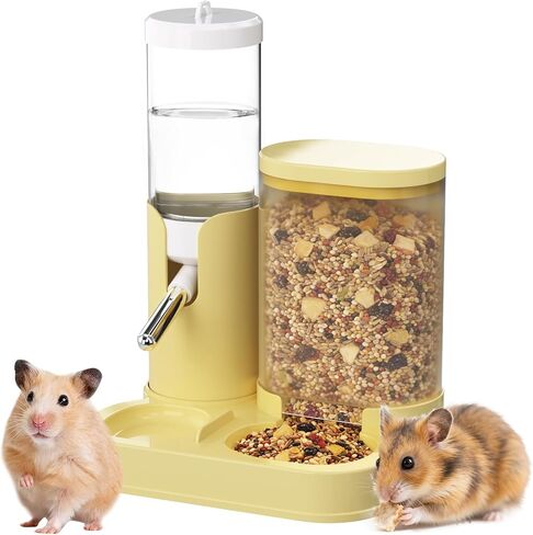 2 in 1 Hamster Water Bottle, Automatic Feeder, No Drip Small Animal Water Dispenser Food Bowl for Syrian Dwarf Hamsters, Gerbils, Mouse, Hedgehog, Hamster Cage Accessories (Gray) in Saudi Arabia
