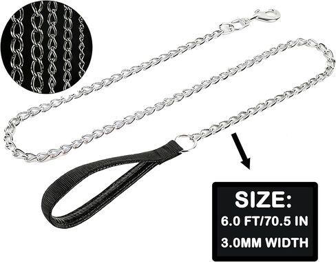 6ft Heavy Duty Metal Chain Leash, Standard Pet Leash chew Proof Dog Leash, Dog Chain for Yard, Chain leashes for Large Dogs in Kuwait