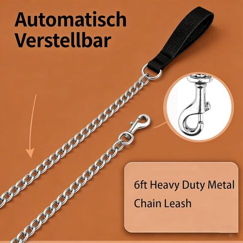 6ft Heavy Duty Metal Chain Leash, Standard Pet Leash chew Proof Dog Leash, Dog Chain for Yard, Chain leashes for Large Dogs in Kuwait
