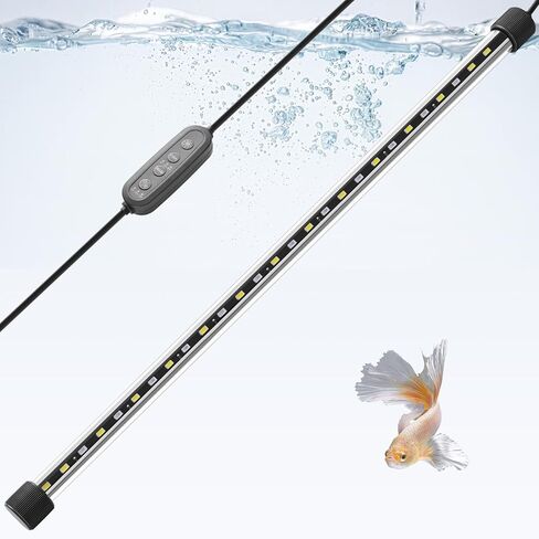 Dirvin 11W LED Fish Tank Light مع مؤقت، ضوء حوض السمك الغاطس، وضع 24/7 شروق الشمس وضوء النهار وضوء القمر و3 ألوان سطوع قابل للتعديل، تشغيل/إيقاف تلقائي، 22.8 بوصة in Kuwait