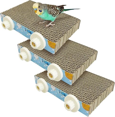 3 PCS Bird Cardboard Platform Hanging Parrot Cage Perch Bird Paw Grinding Stand Parakeet Chew Toys Parrot Cage Playground for Budgie Conure Cockatiel Finch (Small) in Kuwait