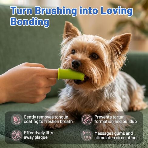 2-Pack Dog Finger Toothbrush, 180° Finger Toothbrush for Dogs Silicone & Cat Tooth Brush for Teeth Cleaning & Dental Care, Dog Tooth Brushing Kit for Medium & Large Pets in Kuwait