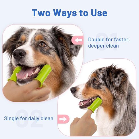 2-Pack Dog Finger Toothbrush, 180° Finger Toothbrush for Dogs Silicone & Cat Tooth Brush for Teeth Cleaning & Dental Care, Dog Tooth Brushing Kit for Medium & Large Pets in Kuwait