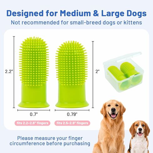 2-Pack Dog Finger Toothbrush, 180° Finger Toothbrush for Dogs Silicone & Cat Tooth Brush for Teeth Cleaning & Dental Care, Dog Tooth Brushing Kit for Medium & Large Pets in Kuwait
