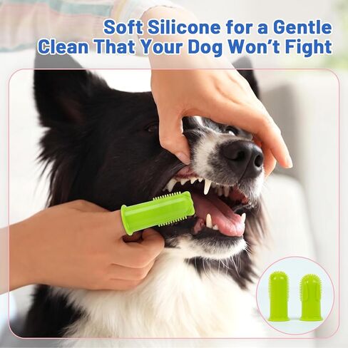 2-Pack Dog Finger Toothbrush, 180° Finger Toothbrush for Dogs Silicone & Cat Tooth Brush for Teeth Cleaning & Dental Care, Dog Tooth Brushing Kit for Medium & Large Pets in Kuwait