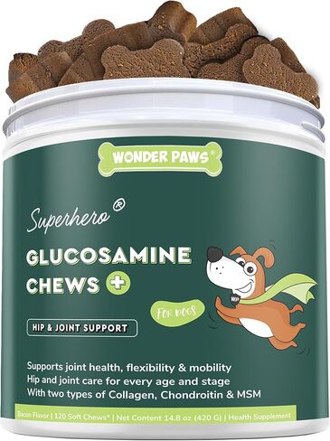 Premium Glucosamine For Dogs – Advanced Hip & Joint Supplement With Glucosamine Chondroitin For Dogs Flexibility, Mobility & Relief – Hip & Joint Supplement With Collagen & MSM – 120 Chews in Kuwait