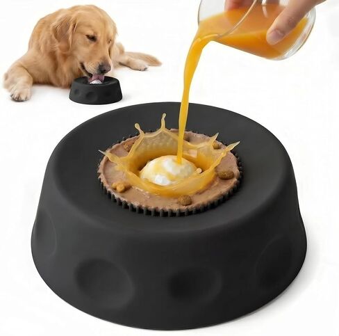 PAMPGYC Slow Feeder Dog Bowl with Tongue Cleaning & Non-Slip Base, 250ml Ball-Roll Enrichment Lick Bowl for Liquid Treats, Yogurt, for Small Medium Large Dogs, Post-op Nutrition (Blue) in Kuwait