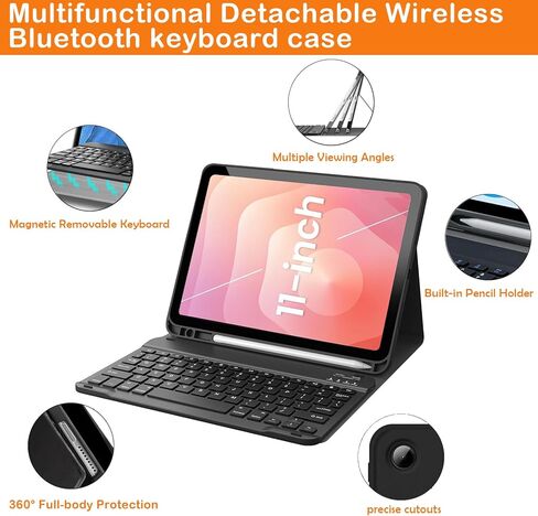 حافظة لوحة المفاتيح لجهاز iPad 9/8/7th الجيل 10.2 بوصة 2019/2020/2021 حامل قلم رصاص مدمج iPad 10.2 بوصة غطاء مع لوحة مفاتيح بلوتوث لاسلكية الموديل: A2602/A2603A2270/A2428/A2197/A2198/A2200 in Saudi Arabia