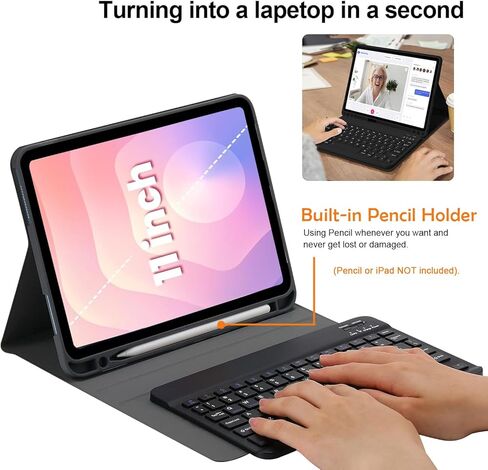 حافظة لوحة المفاتيح لجهاز iPad 9/8/7th الجيل 10.2 بوصة 2019/2020/2021 حامل قلم رصاص مدمج iPad 10.2 بوصة غطاء مع لوحة مفاتيح بلوتوث لاسلكية الموديل: A2602/A2603A2270/A2428/A2197/A2198/A2200 in Saudi Arabia