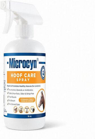 بخاخ العناية بالحوافر من Microcyn - منظف حافر قائم على HOCl 16 أونصة - يدعم حالة الحافر الصحية وتوازن الرطوبة - للخيول والمهور والحمير وحيوانات المزرعة. in Kuwait