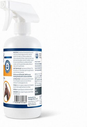 بخاخ العناية بالحوافر من Microcyn - منظف حافر قائم على HOCl 16 أونصة - يدعم حالة الحافر الصحية وتوازن الرطوبة - للخيول والمهور والحمير وحيوانات المزرعة. in Kuwait