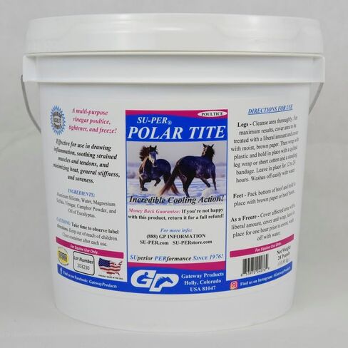 SU-PER Polar Tite Horse Poultice - Draws Out Inflammation, Soothes Strained Muscles, Removes Stiffness and Soreness - Vinegar Poultice, Tightener, and Freeze - 12 Pounds in Kuwait