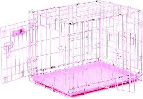 قفص للكلاب ذو باب مزدوج باللون الوردي من Precision Pet "ProValu". in Kuwait